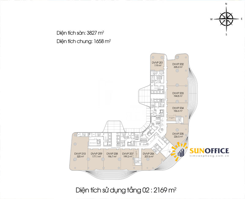 Han Jardin 5 Layout tầng 2 tòa Han Jardin Khu Ngoại giao đoàn quận Bắc Từ Liêm Sunoffice