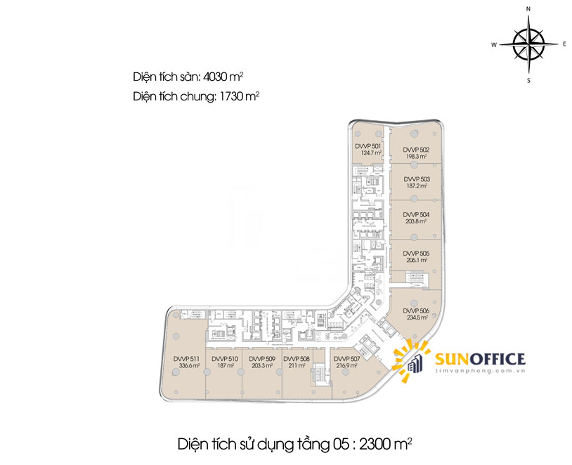Han Jardin 3 Layout tầng 5 tòa Han Jardin Khu Ngoại giao đoàn quận Bắc Từ Liêm Sunoffice