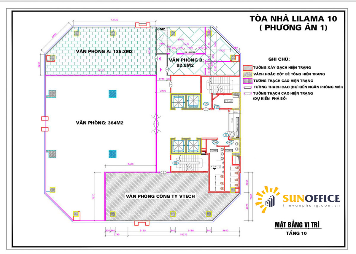 Layout mặt bằng tòa nhà Lilama 10