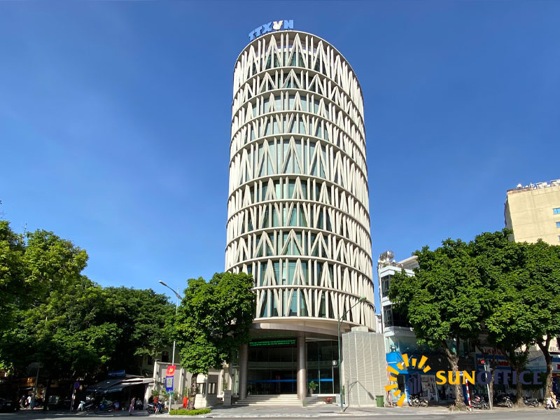 Toàn cảnh tòa nhà Trung tâm truyền hình thông tấn số 33 Lê Thánh Tông Quận Hoàn Kiếm Sunoffice
