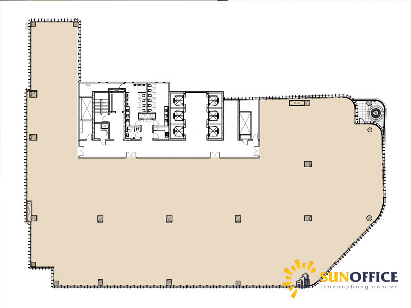 Tòa nhà Grand Terra 36 Cát Linh 3 layout văn phòng tòa nhà Grand Terra số 36 Cát Linh Quận Đống Đa Sunoffice