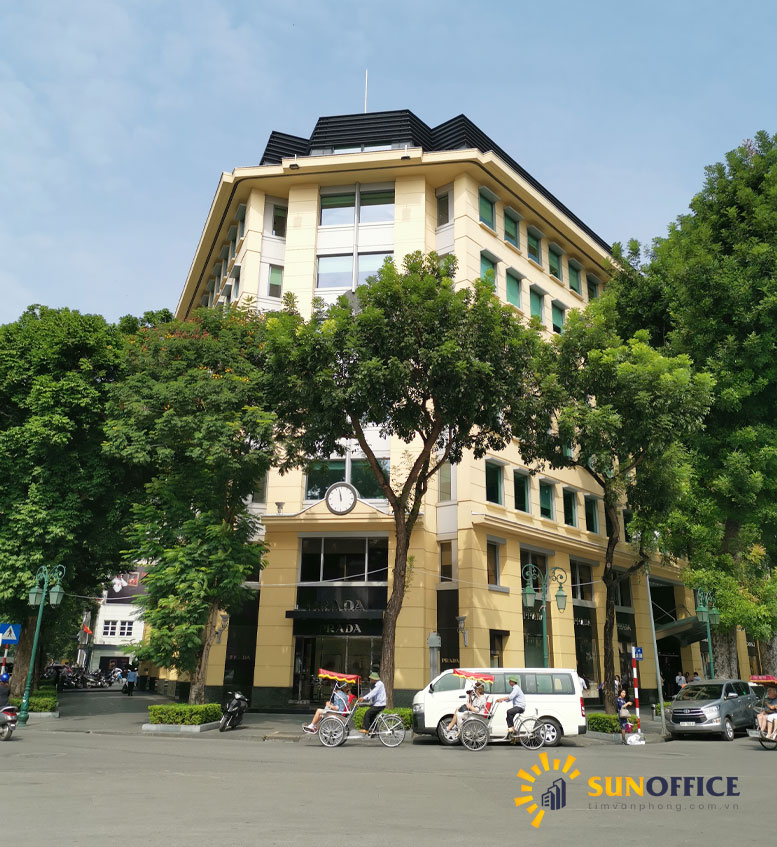 mặt tiền tòa nhà 63 Lý Thái Tổ quận hoàn Kiếm sunoffice
