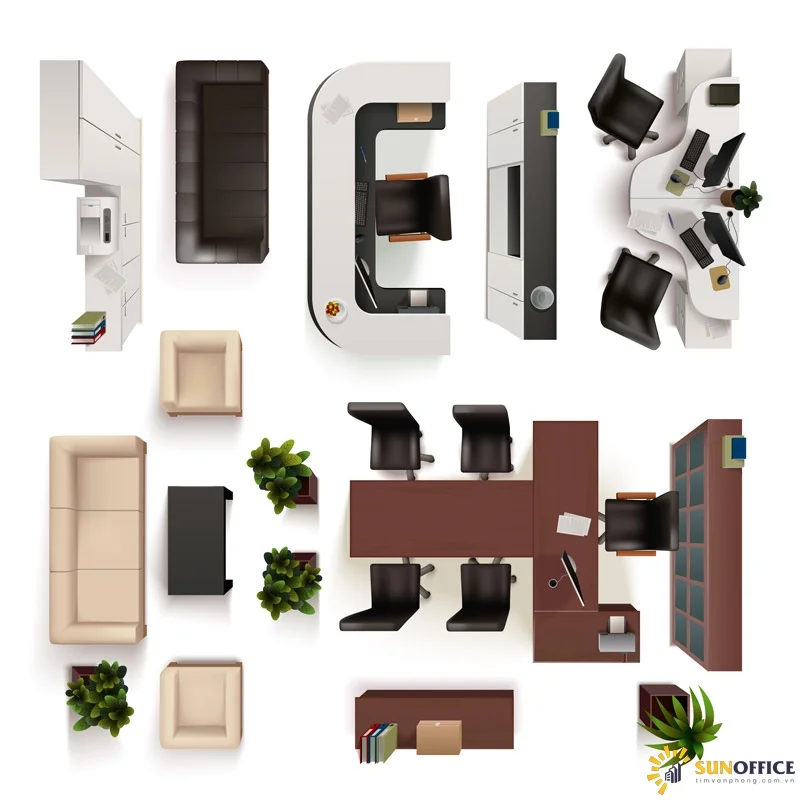 Hình ảnh 3D thiết kế nội thất văn phòng làm việc