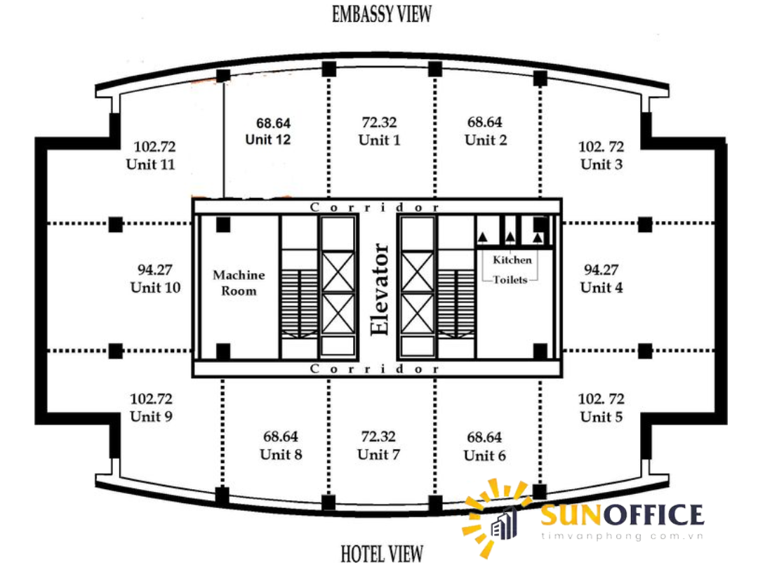 Layout mặt bằng tòa nhà Daehan Business Center