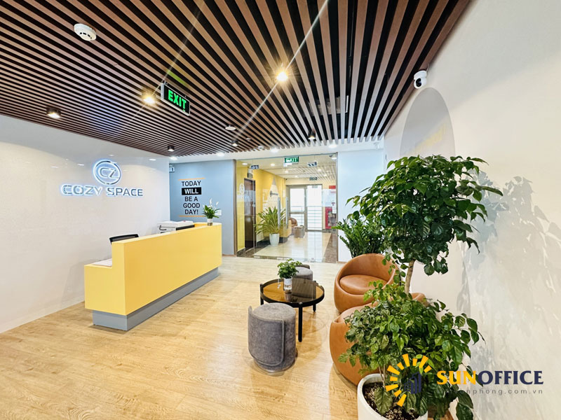 Sảnh lễ tân văn phòng trọn gói Cozy Space đường Duy Tân