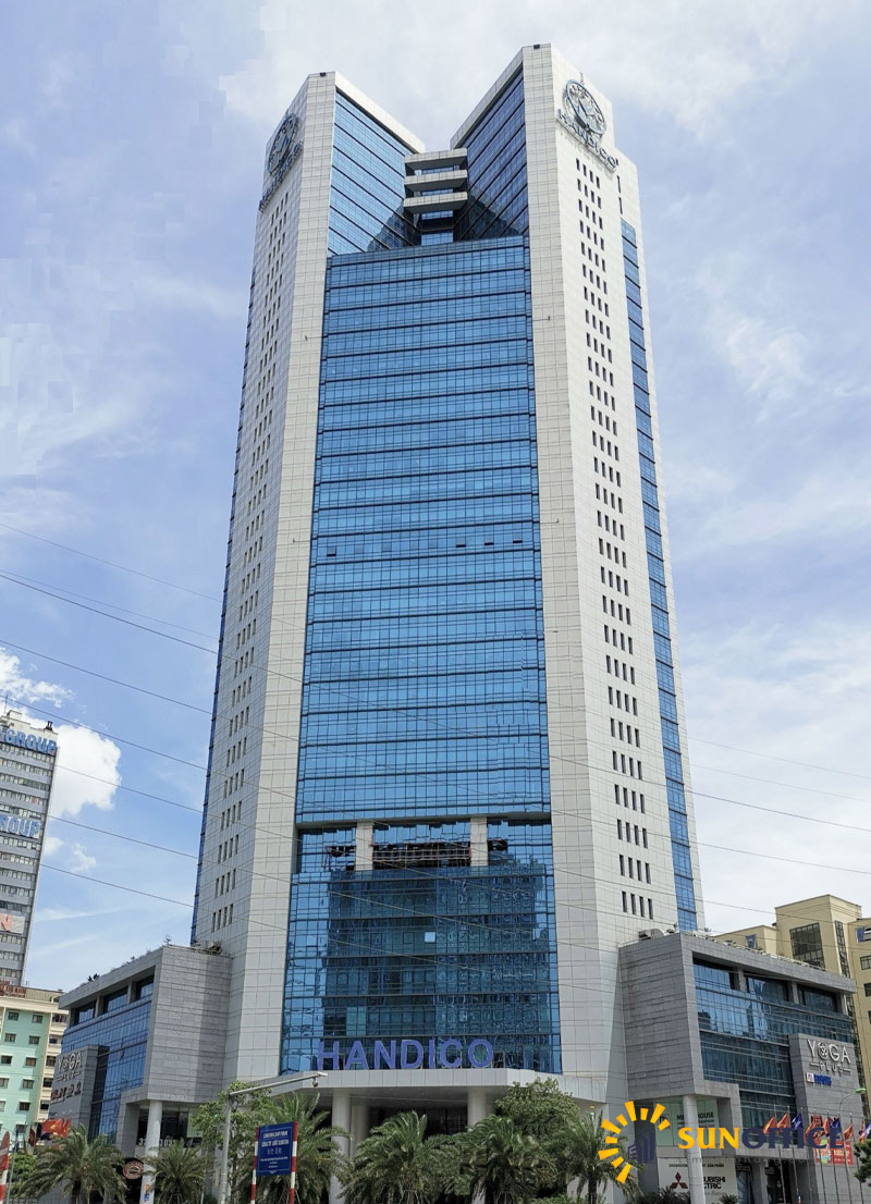Tổng thể tòa nhà tòa nhà Handico Tower đường Phạm Hùng Mễ Trì Quận Nam từ Liêm Sunoffice