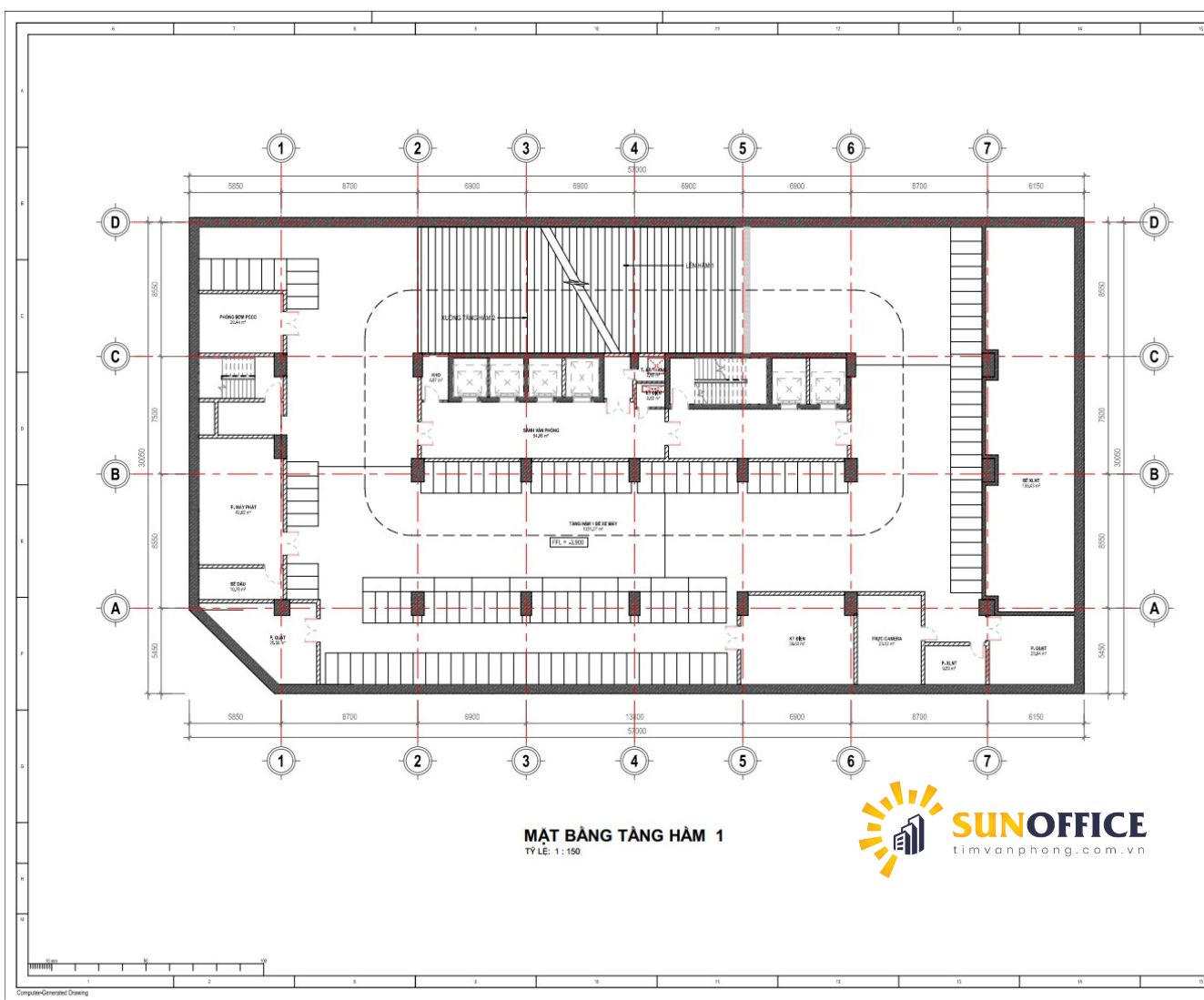 layout mat bang toa nha sun square 3 le duc tho tang ham 1