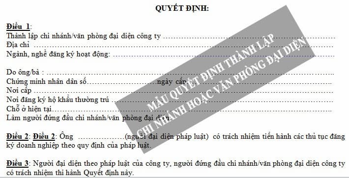 Văn phòng đại diện là gì? Thủ tục mở văn phòng đại diện 2021 4 Mẫu quyết định thành lập văn phòng đại diện tại Việt Nam
